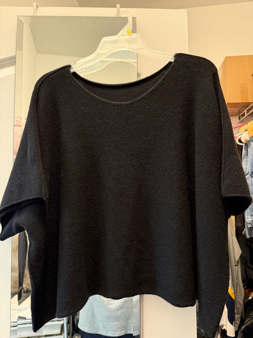 Black Cozy Knit Boxy Top